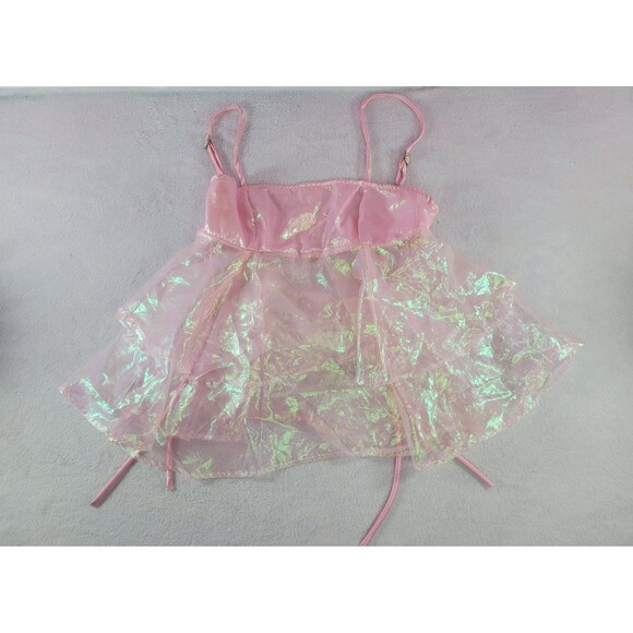 Sparkl Fairy Couture Pink Cupcake Organza Iridescent Sheer Dress Tank Top Size S - Picture 1 of 12